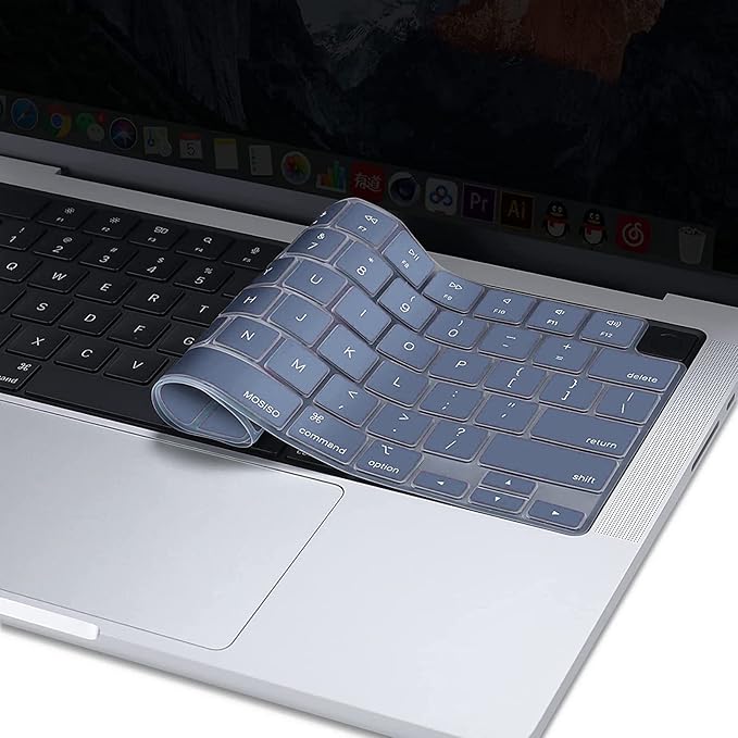 MOSISO Keyboard Cover Skin Compatible with MacBook Air 15 inch M3 A3114 M2 A2941/Air 13.6 A3113 A2681/Pro 14/16 M4 M3 M2 M1, Steel Blue