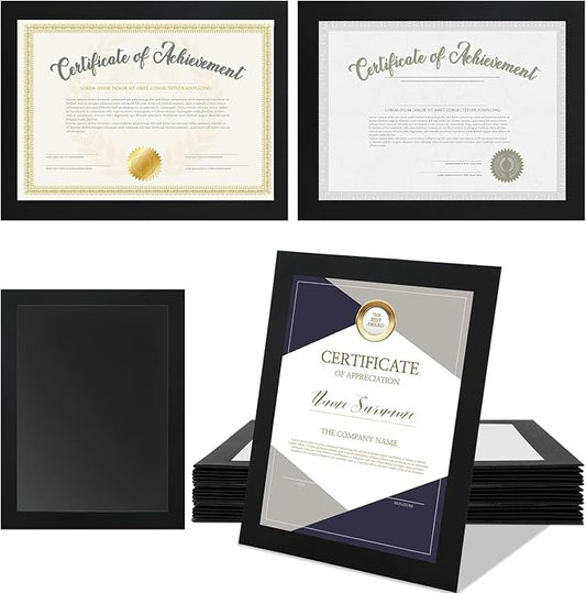 8.5 x 11 Paper Diploma Frame with High Definition PVC Window Paper Certificate Degree Document Holder Picture Photo Frames Display Gallery Wall Frame Art Frames for Tabletop and Wall Display(15,Black)