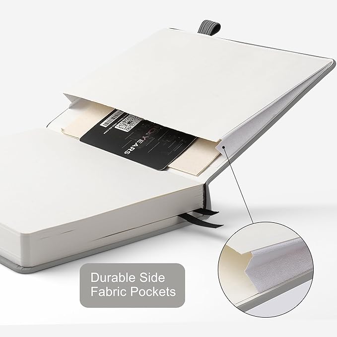 Lined Journal Notebook for Women Men, 352 Pages A5(5.7" x 8.3")College Ruled Hardcover Leather Journals for Writing, Daily Journal Notebooks for Work, Note Taking, Travel, School, Business (Gray)