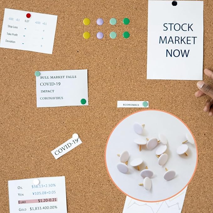 300 PCS Thumb, Tacks Plastic Round Head Thumbtack, Plastic Roundness Push Pins, Roundness Head Thumbtack for Map, Office, Photo Wall, Cork Board (White)