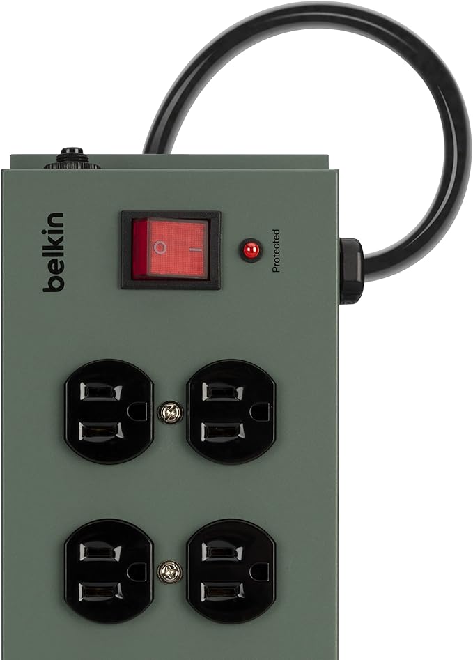 Belkin Power Strip Surge Protector - 10 AC Multiple Outlets, 15 ft Long Heavy-Duty Metal Extension Cord with Wall Mount Holes for Home, Office, Travel, Computer Desktop, Laptop & Phone Charging - 5PK