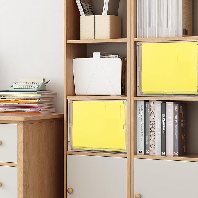 MUKAI File Box Organizer, Hanging Folder Storage Boxes, File Folder Organizer with Slide, Filing Crate Bin Holder with Letter-size File Holder Filing Box for Office, Home, Decor (2)