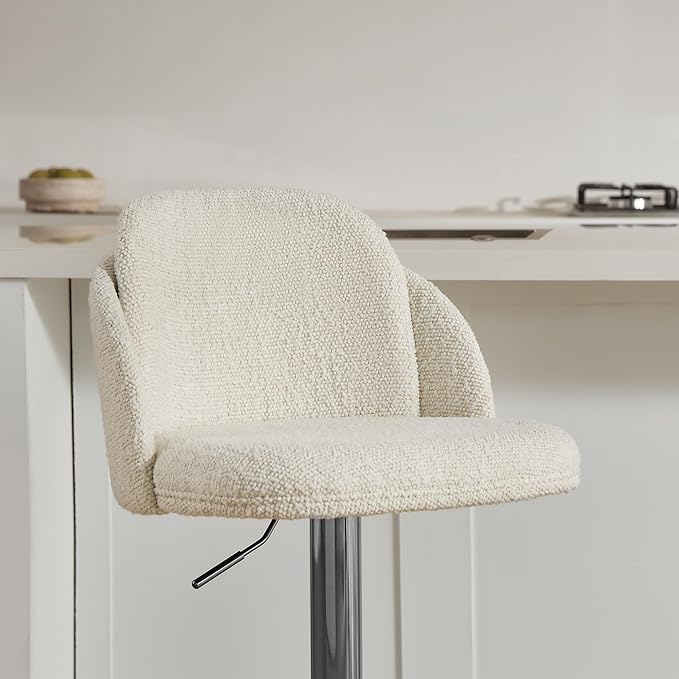 CHITA Adjustable Bar Stools Set of 2, Swivel Counter Height Stools with Stainless Steel Base for Bar, Kitchen Island, Dining Room, Sleek Black