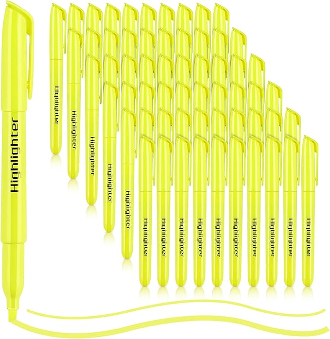 Highlighters Bulk - Quick-Dry No Bleed Markers for Office Classroom School Supplies Adults Kids Teachers Students (Yellow, 60)