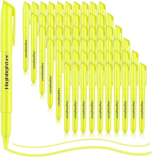 Highlighters Bulk - Quick-Dry No Bleed Markers for Office Classroom School Supplies Adults Kids Teachers Students (Yellow, 60)