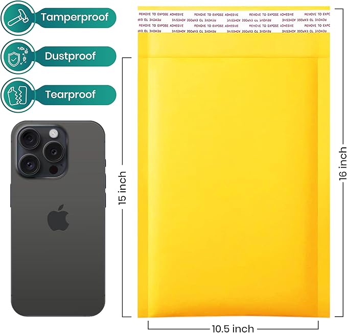 Levex - #5 10.5" x 16 [50 Pack) Kraft Bubble Mailers, Padded Envelope Mailers, Packing Envelope & Mailing Bags for Shipping