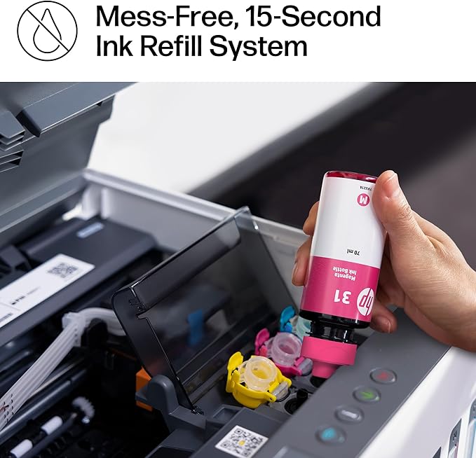 HP Smart Tank 7301 Wireless All-in-One Ink Tank Printer, Scanner, Copier with 2 years of ink included, Best-for-home office, Cartridge-free Refillable, AI-enabled (28B70A)