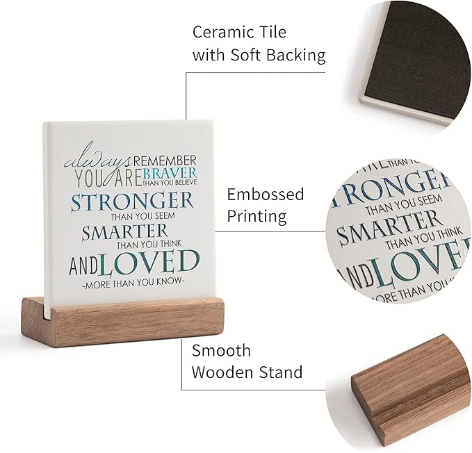 Lukiejac Inspirational Quotes Desk Decor Gifts For Women Best Friend Encouragement Cheer Up Gifts Office Inspiration Positive Plaque With Wooden Stand For Cowoker Motivational Sign For Birthday (Blue)