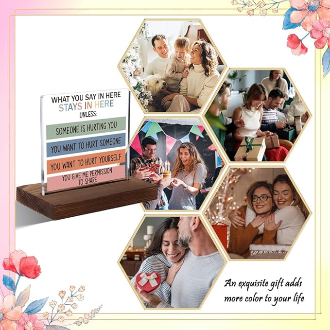 Mental Health Gifts for Coworker, Encouragement Gifts for Coworker, Positive Affirmation Gifts for Coworker, Modern Acrylic Desk Plaque with Inspirational Quotes, 10 x 10 x 1.5 cm,XXD50