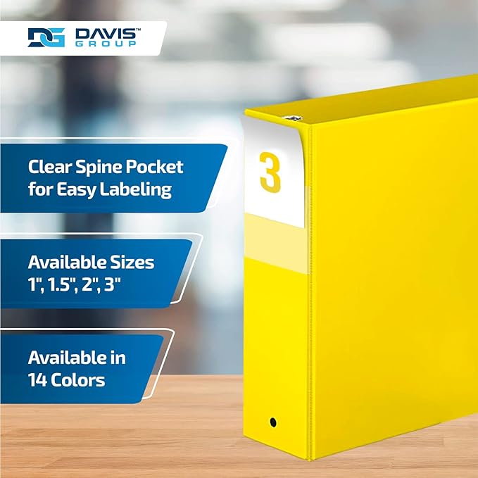 Premium Economy 6-Pack 3-Ring Binders for School or Office, Round-Ring Binders, 3 Inch, Yellow