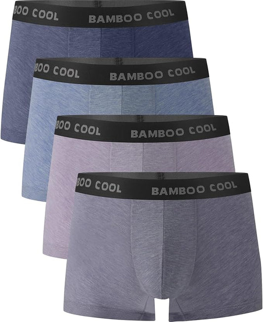 BAMBOO COOL Men's Ultra Breathable Underwear,No Riding Up Boxer Briefs with ComfortFlexible Waistband,Multipack