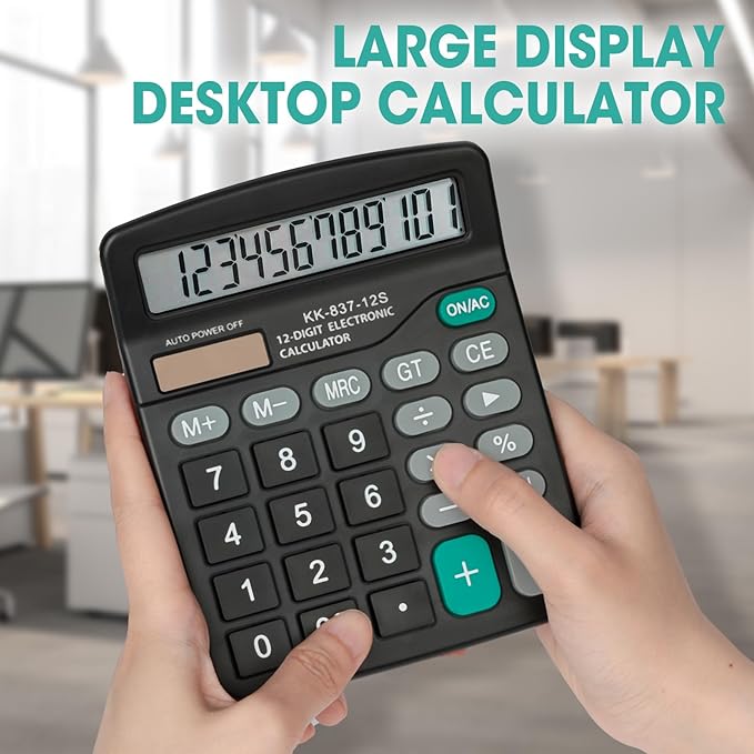 8 Pack Calculator Bulk, 12 Digits Calculators Desktop with Large LCD Display and Sensitive Butto, Solar and Battery Dual Power, Desk Calculator for Office, School, Home