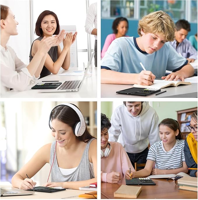 Scientific Calculators for School with Notepad, ROATEE Middle and High School Supplies for Student, 82 MS Foldable 2-Line Display Science Calculator with Writing Tablet, Solar and Battery Power Black