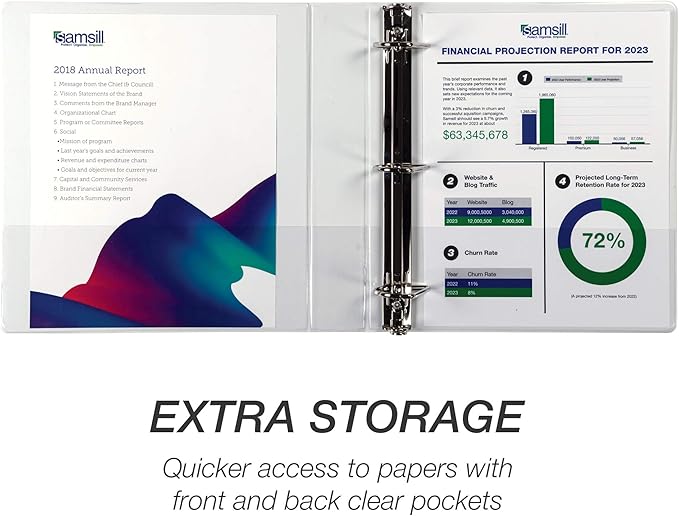 Samsill Durable 1.5 inch 3 Ring Binder, Made in USA, D Ring Binder, FSC 100% Recycled Chipboard, White, 4 Pack