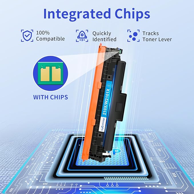 210X Toner Cartridges 4 Pack High Yield (with Chip) Compatible Replacement for HP 210X 210A for Color Laserjet Pro MFP 4301fdw 4301fdn Pro 4201dw 4201dn Series Printer Ink W2100X W2100A (BCMY, 4-Pack)