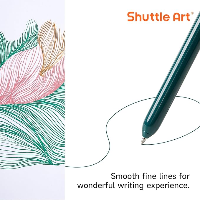 Shuttle Art Colored Retractable Gel Pens, 11 Unique Dark Vintage Ink Colors, Cute Pens 0.7mm Medium Point Quick Drying for Writing Drawing Journaling Note Taking School Office Home