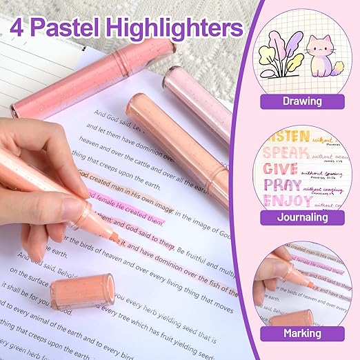 24 PCS Aesthetic School Supplies with Password Lock Notebook, Pen Case, Mechanical Pencils, Black Ink Gel Pens, Highlighters, Ballpoint Pens, Sticky Notes, Washi Tapes, Cute Stationery Essentials Set