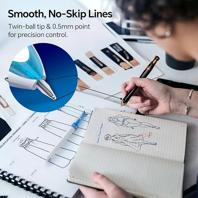 WRITECH Retractable Gel Ink Pens: 0.5mm Fine Point 3 in 1 Multi Colored Pen Black Blue Red, 4ct with 4 Refills No Smear Assorted Colors Min 3 for Smooth Writing Journaling Drawing