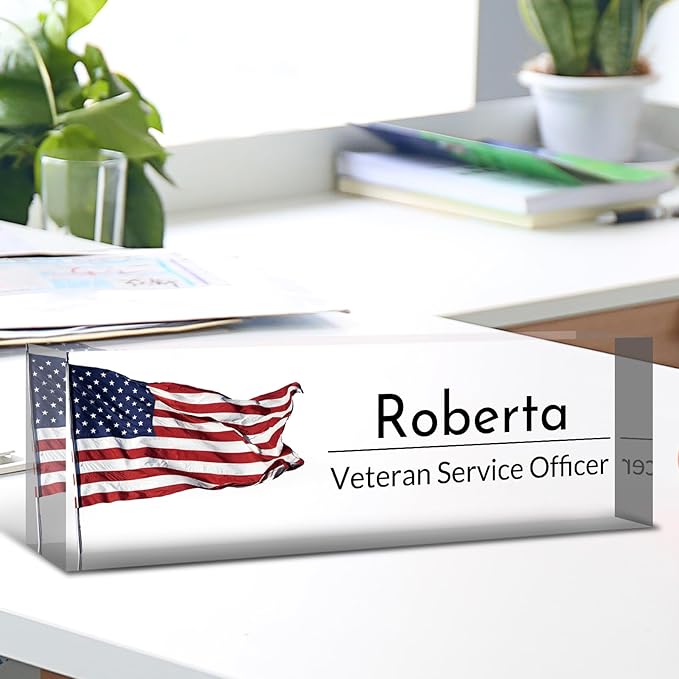 Desk Name Plate Personalized, Custom Name Plate for Desk, Acrylic Desktop Accessories, Office Gift & Decor for Women Men, Teacher Nurse Boss Employee Appreciation Gifts