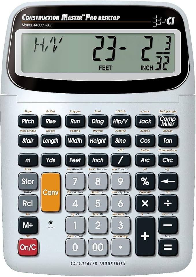 Calculated Industries 44080 Construction Master Pro-Desktop Advanced Construction Math Feet-Inch-Fraction Calculator with Trig Tool for Architects, Estimators, Contractors, Builders and Remodelers