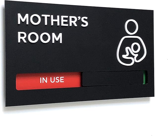Kubik Letters Premium Mothers Room Sign with Slider for Dual Messages Room Status (AVAILABLE or IN USE)