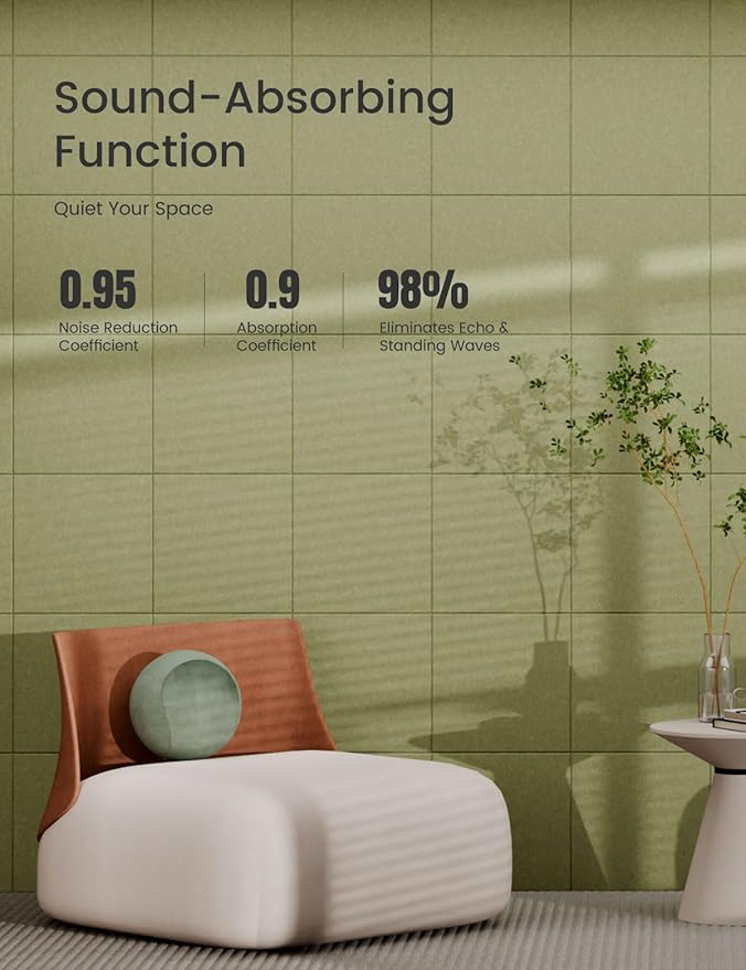 Bumusty Large Cork Board 47"x35" Alternative - 12 Pack Felt Wall Tiles with 70 Safe Removable Adhesive Tabs, 30 Pushpins, Cork Boards for Walls Pin Board Bulletin Board Office Decor (Olive Green)