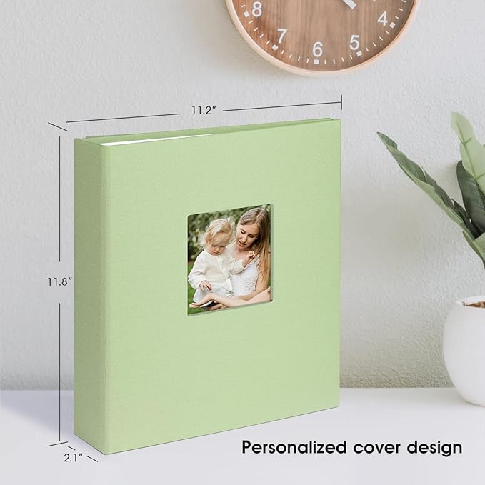 8.5x11 Inch Large 3 Ring DIY Scrapbook Photo Album with 30 Plastic Sleeves 60 Pages Blank Scrapbooks, 8.5 x 11 Scrap Book Albums for Baby Travel Wedding Graduation kids (Sage Green)