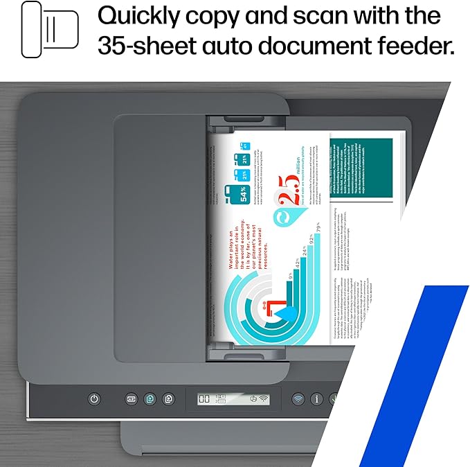 HP Smart Tank 7301 Wireless All-in-One Ink Tank Printer, Scanner, Copier with 2 years of ink included, Best-for-home office, Cartridge-free Refillable, AI-enabled (28B70A)
