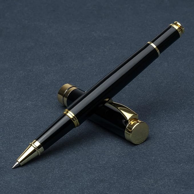 YIVONKA Luxury Ballpoint Pens Best Ball Pen Gift Set for Men & Women Professional Executive Office Nice BallPens Classy Gift Box Ballpoint Black Refill Line width 0.5mm (Black Gold)