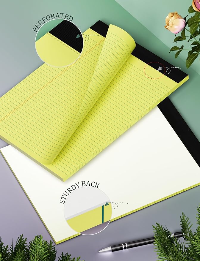 6 Pack Yellow Legal Pads 8.5 x 11 College Ruled Lined Writing Note Pads 8.5 x 11 Narrow Ruled Yellow Paper Pads 8.5 x 11 Legal Pad 8.5 x 11 Pads of Paper 30 Sheets Writing Pad Legal Notepads 8.5 x 11