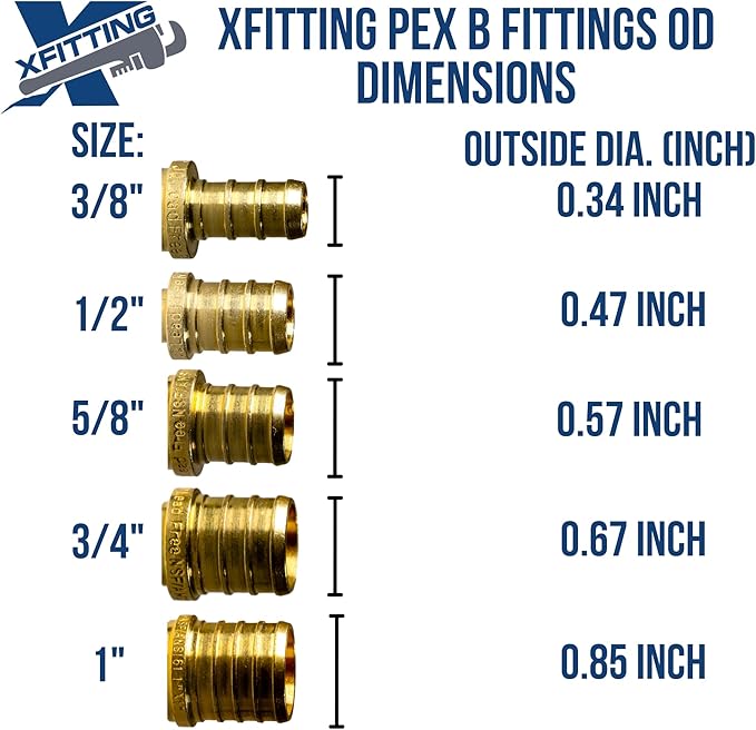 10 Pieces XFITTING 3/8" x 3/8" x 3/8" Pex Tee, Pex B Crimp Version 25-5-7=10X (10 Packs)