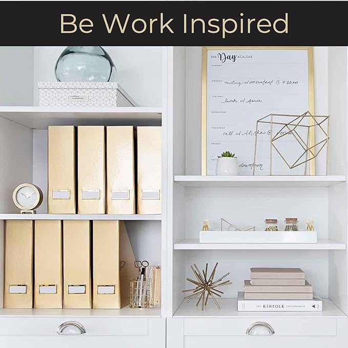 BLU MONACO Gold Magazine File Holder Set of 4 – Stylish Desk Organizer for Home & Office - Elegant Supplies, Bookends & Durable File Holders for a Gold Office Decor