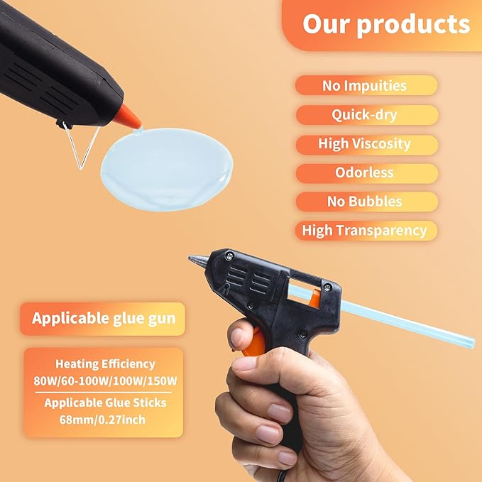 MATUFF Mini hot Glue Gun Sticks – 120 Pcs Clear hot Glue Sticks Dia 0.27” x 8” Long Mini Glue Stick, All-Purpose Glue Sticks Bulk for Crafting, Scrapbooking & More - Compatible with Most Glue Guns