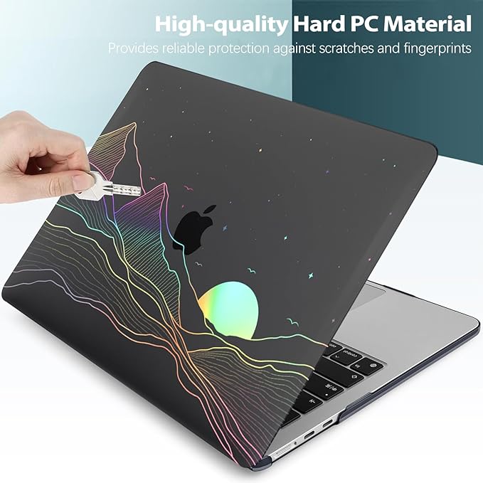 KEROM Clear Black Case for MacBook Air 15 Inch 2025 2024 2023 M4 M3 M2 A3241 A3114 A2941, MacBook Air M4 15 inch Case, Protective Plastic Hard Shell & Keyboard Cover for Mac Air 15, Sunrise