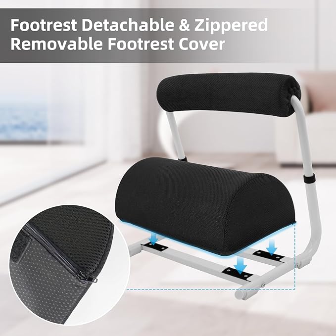 Foot Rest for Under Desk at Work - 3 Positions Height Adjustable Leg Rest for Office or Home Use, Ergonomic Footrest with Detachable Cushion
