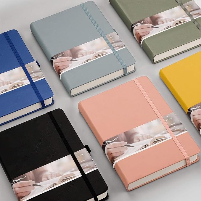 EMSHOI Graph Paper Notebook - 256 Pages A5 Graph Notebook/Journal, Hard Cover, 120gsm Thick Paper, Smooth PU Leather, Inner Pocket, 5.75'' × 8.38''-Pink