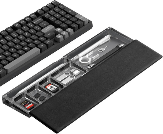 Hagibis Keyboard Wrist Rest Pad with Partition Storage Case, Magnetic Top Cover Ergonomic Soft Memory Foam, Anti-Slip Rubber Base for Computer Keyboard, Laptop, Office, Home (Black Magnetic)