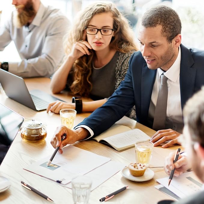 Tenare 12 Pieces 2 in 1 Stylus Metal Ballpoint Pen with Stylus Tip, 1.0 mm Black Ink Ballpoint Pen for Touch Screens(Gray and Rose Gold)