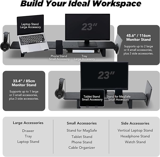 Moodular Add-ons Laptop Tray Stand [Accessory Only - Requires Moodular Wooden Monitor Stand Slide Rails for Use] Black MSA-LT