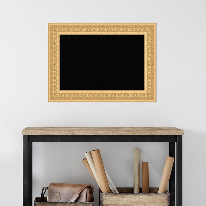 Amanti Art Black Cork Board for Wall, 22x30 Vision Board with Gold Wood Frame, Medium Corkboard Office Decor for Home Organization, Traditional Corkboard Pinboard to Display Items for Home