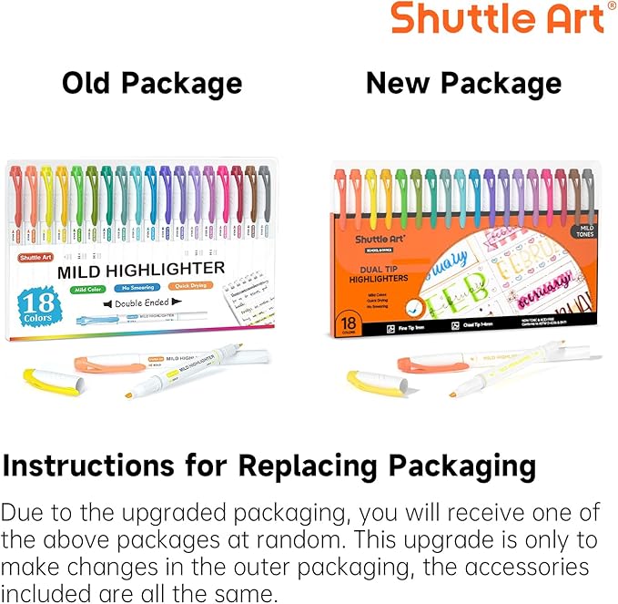 Shuttle Art Pastel Highlighters, 18 Colours Dual Tip Highlighters, Highlighter Markers Assorted Colours, Perfect for Colouring, Underlining, Highlighting, Journaling in School Office Home