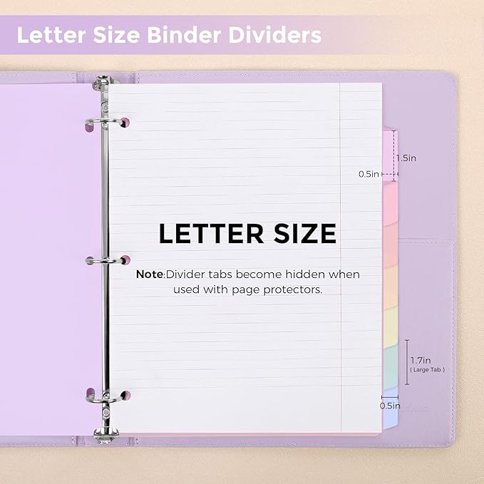 SKYDUE Durable Plastic 8-Tab Dividers, 2sets, Big Tab Dividers for 3 Ring Binder, Write&Erase 3 Ring Binder Dividers with Tabs, with Sticker Labels
