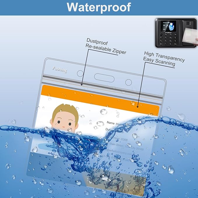 Name Badge Holders with Lanyards - Fushing 50Pcs Clear Plastic Horizontal Name Tag Badge ID Card Holders and Lanyards for 3 x 4 Inch Name Badge Inserts or Name Tag Inserts