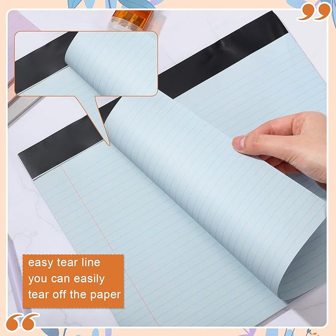 Lincia 12 Pcs 11" x 9.5" Legal Pads College Ruled Notepad Landscape Notebook Horizontal Lined Notebook 80 Gsm Assorted Colors Paper Pastel Writing Pads for School Office, 40 Sheet (Vintage Color)