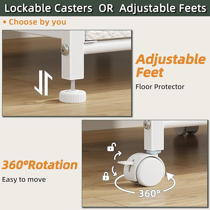 4 Drawer Lateral File Cabinet, Mobile Filing Cabinet for Large Printer, Home Office Functional Small Office Storage Cabinet & Printer Stand, Fabric Drawer, Fits Letter/A4, White