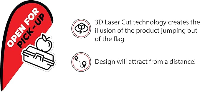 Indoor Outdoor Double Sided Window Flag for Business Sign Drive Thru, Delivery, Pick Up, Essential Business and We are Open Small 3D Flag Kit for Small Business (Take Out)