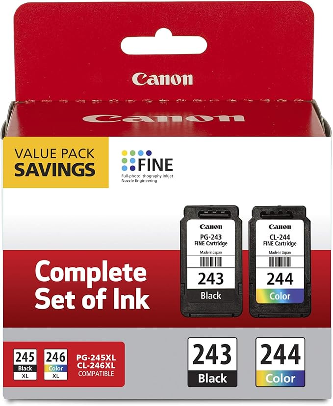 Canon PG-243/ CL-244 Ink Cartridge Multi-Pack | Compatible with Select Pixma Printers