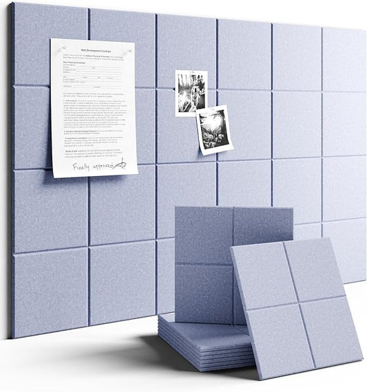 Large Felt Bulletin Board 36" x 24"Cork Board Alternative-6 Pack with 40 Safe Removable Adhesive Tabs, Cork Boards for Walls Cork Board for Home Office Classroom Pin Board-Soft Periwinkle