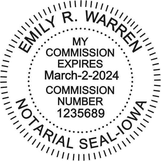 Round Notary Stamp for State of Iowa- Self Inking Stamp - Top Brand Unit with Bottom Locking Cover for Longer Lasting Stamp - 5 Year Warranty