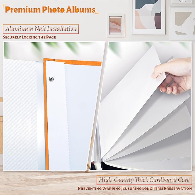 Photo Album Self Adhesive Scrapbook,60 Pages Large Photo Book for 4x6,5x7,8x10 Pictures,DIY Album for Baby Wedding Family Travel Birthday,with Metallic Pen and Scraper